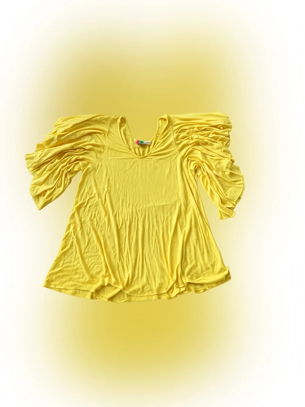 Free People Beach Yellow Oversized Tunic Top Flutter Sleeve Boho Cover Up Size M